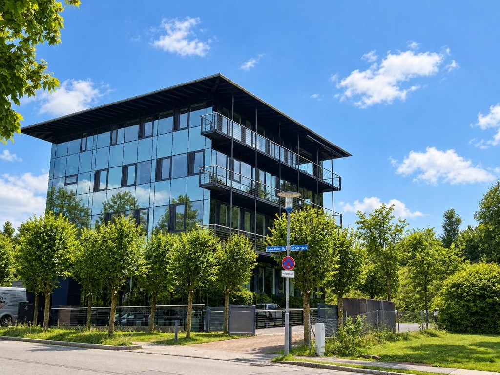 Modernes Glasgebäude des OP-Zentrums in der Anton-Höfter-Straße 4 in Bad Tölz